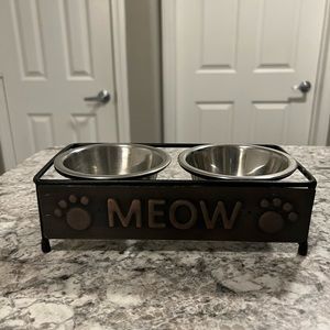 Cat food and water dish
